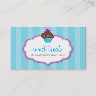 CARTE DE VISITE mignon bold cupcake aqua bleu rose