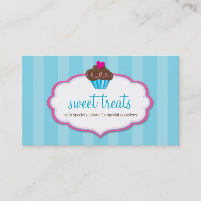CARTE DE VISITE mignon bold cupcake aqua bleu rose (Devant)