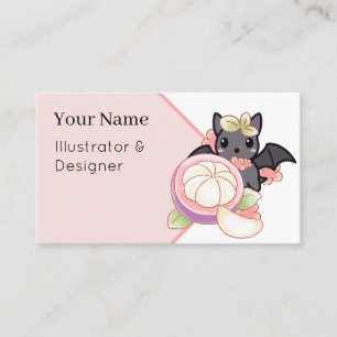 Carte De Visite Mignon Chauve-souris Kawaii avec Mangoustan Exotiq