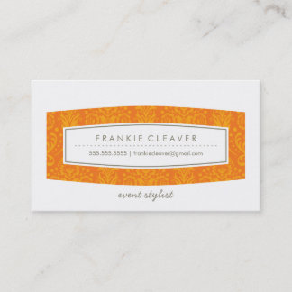 CARTE DE VISITE mignon damask motif panneau orange