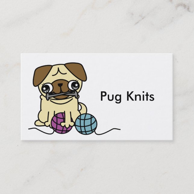 Carte de visite mignon de tricot de knit de carlin (Devant)
