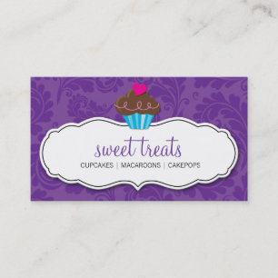 CARTE DE VISITE mignon joli cupcake fleuri violet