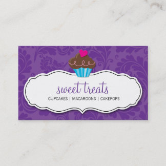 CARTE DE VISITE mignon joli cupcake fleuri violet