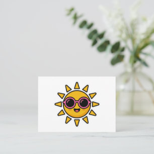 Carte De Visite Mignon Kawaii Soleil Rétro Portant des Lunettes de