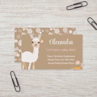 Carte De Visite Mignon Llama Enfants Enfants Animal Appel Date De
