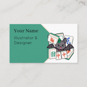 Carte De Visite Mignon Mahjong Chauve-Souris Gamer Kawaii