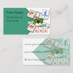 Carte De Visite Mignon Mahjong Frog Joueur Kawaii