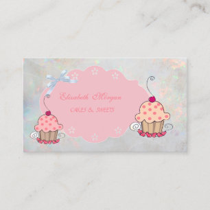 Carte De Visite Mignon Moderne Féminin, Pâtisserie Cupcake Hologra