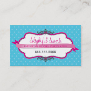 CARTE DE VISITE mignon style fuschia rose aqua ble