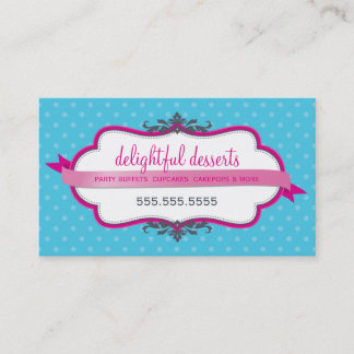 CARTE DE VISITE mignon style fuschia rose aqua ble
