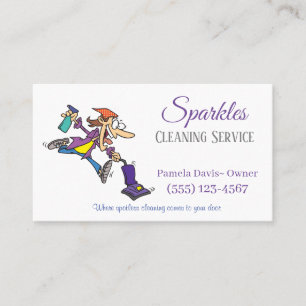 Carte De Visite Mignonne Cartoon Funny Maid House Cleaning Service
