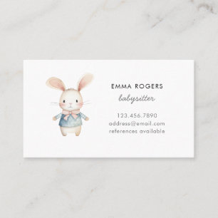 Carte De Visite Mignonne lapin lapin Babysitter Nanny