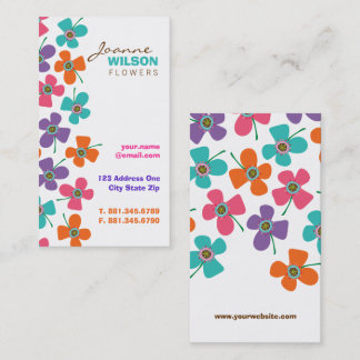 Carte De Visite Mignonne Marrage Coloré Fleurs Été Pop Whimsical