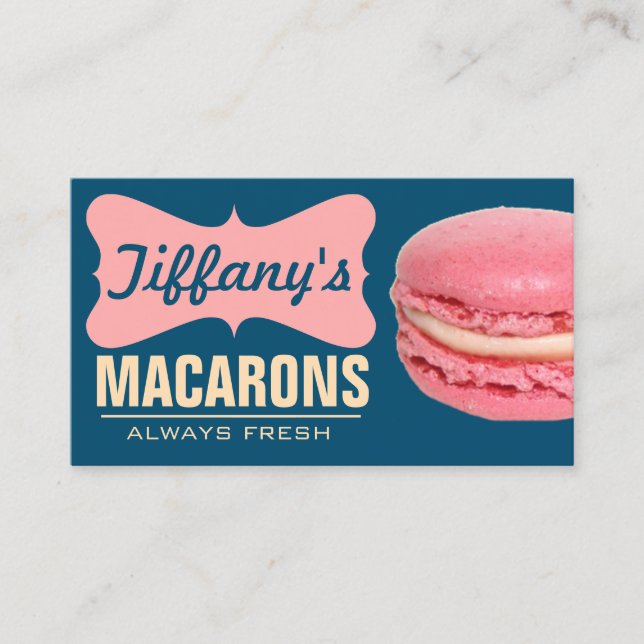Carte De Visite Mignons Macarons Français Roses | Macarons Faits M (Devant)