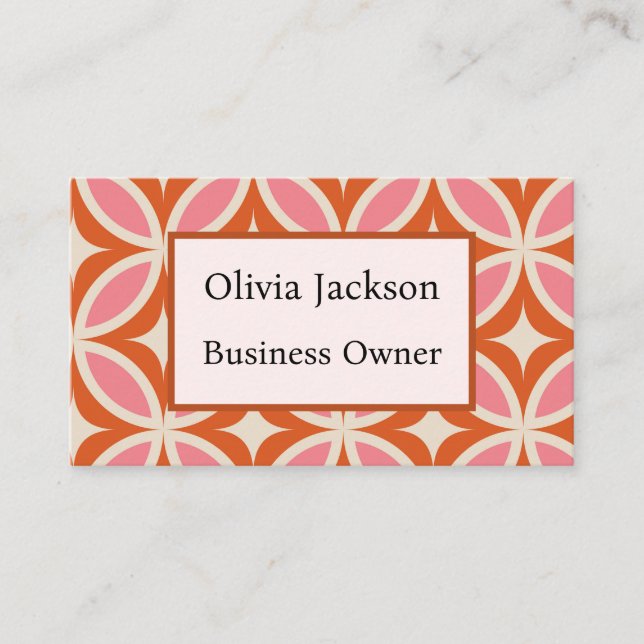 Carte De Visite Milieu de siècle moderne géométrique rose orange   (Devant)