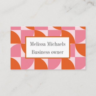 Carte De Visite Milieu du siècle Abstrait Orange et Rose Personnal