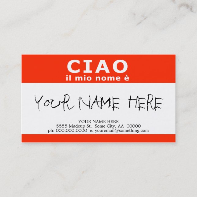 Carte De Visite Millions de nome e de CIAO IL (Devant)