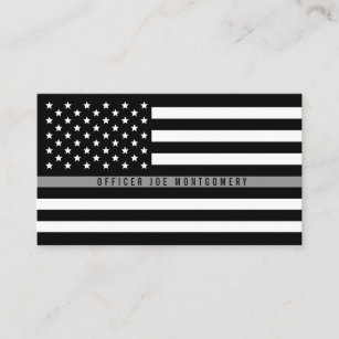 Carte De Visite Mince Gris Line American Flag Professional