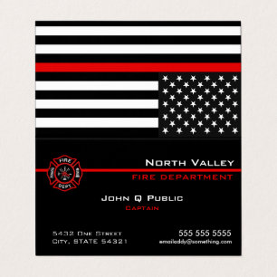 Carte De Visite Mince Red Line American Flag QR Code