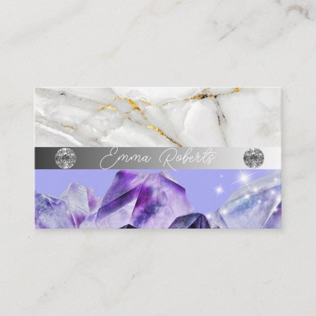 Carte De Visite Minéral Améthyste Crystal Quartz Texture Entrepris (Devant)