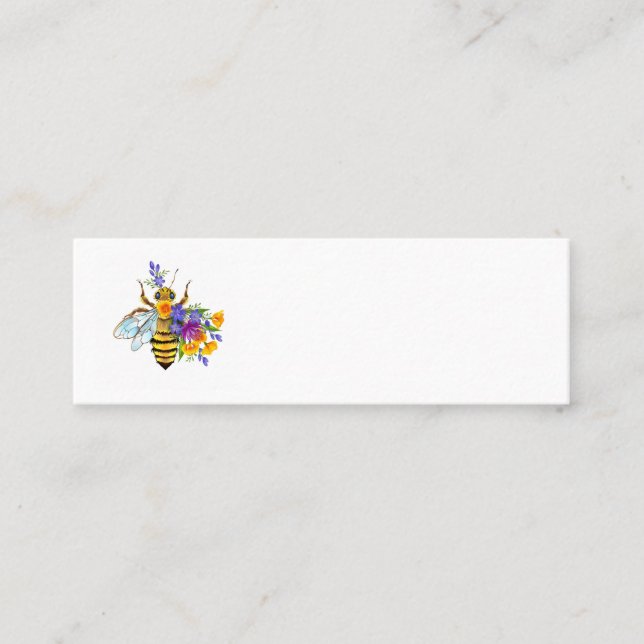 Carte De Visite Mini Abeille à fleurs avec plantes sauvages (Devant)