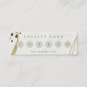 Carte De Visite Mini Abstract Ivory Gold Grey Stone 6 Punch Loyalty