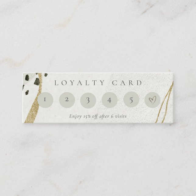 Carte De Visite Mini Abstract Ivory Gold Grey Stone 6 Punch Loyalty (Devant)