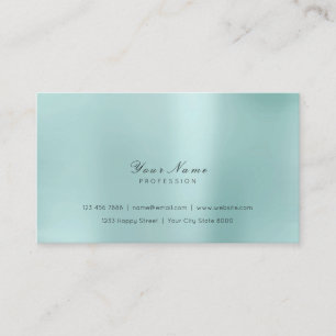 Carte De Visite Mini Acier Pearly Aqua Delicate Script Vip