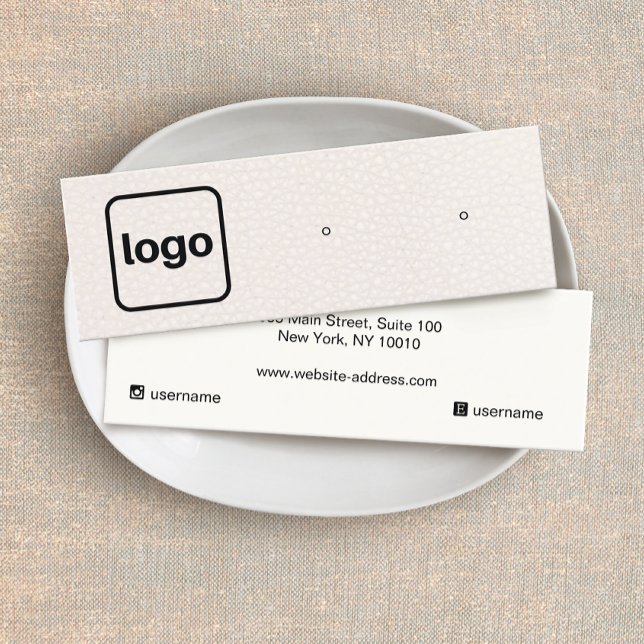 Carte De Visite Mini Ajouter Logo Blush Pink Leather Écran d'oreille Bu (Créateur téléchargé)