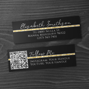 Carte De Visite Mini Ajouter QR Code & Social Media Gold Parties scinti