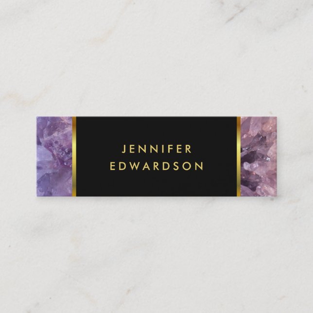 Carte De Visite Mini Amithyste d'or violet gemstone professionnel (Devant)