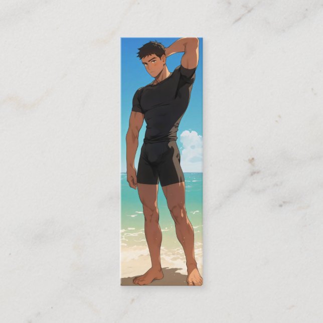 Carte De Visite Mini Anime Boy sur la plage (Devant)