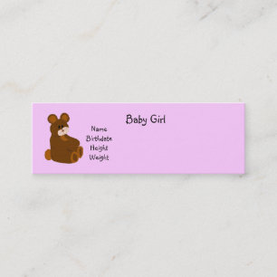 Carte De Visite Mini Annonce de bébé fille rose