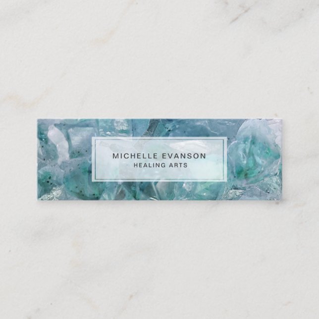 Carte De Visite Mini Aqua Blue Boho Crystal Healing Arts (Devant)