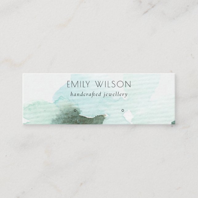 Carte De Visite Mini Aqua Blue Floral Abstrait Écran d'oreille (Devant)