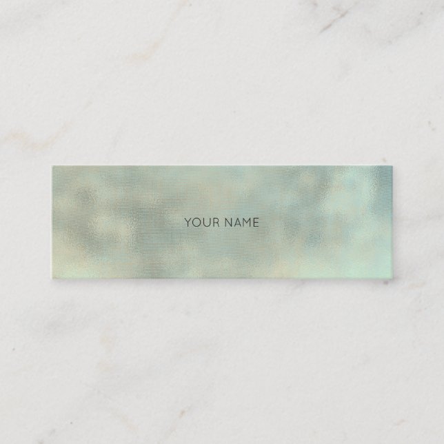 Carte De Visite Mini Aqua Tiffany Gris Linen Or Texture minimale Urbain (Devant)