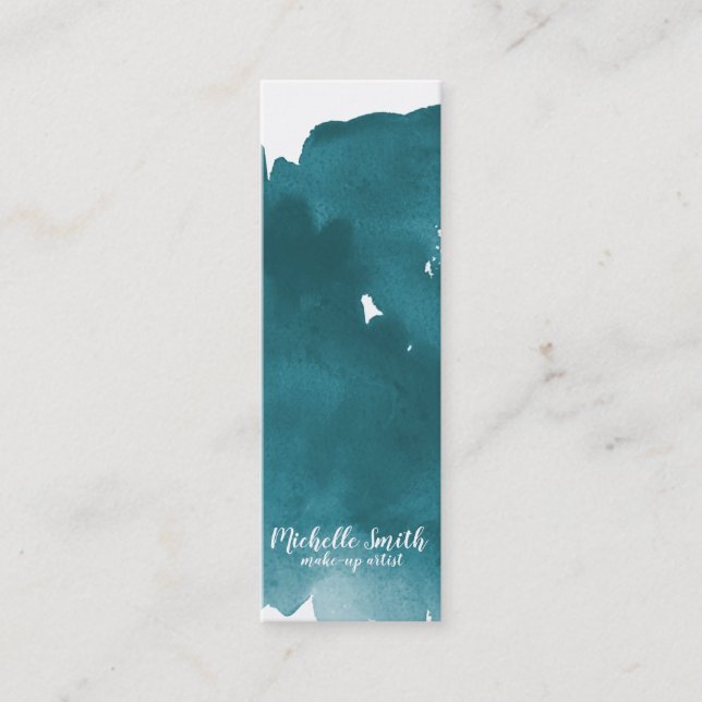 Carte De Visite Mini Aquarelle Abstraite couleur turquoise trait de bro (Devant)