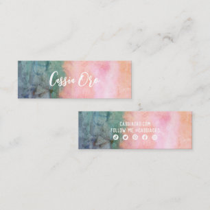 Carte De Visite Mini Aquarelle Abstraite rose Turquoise Icônes sociales