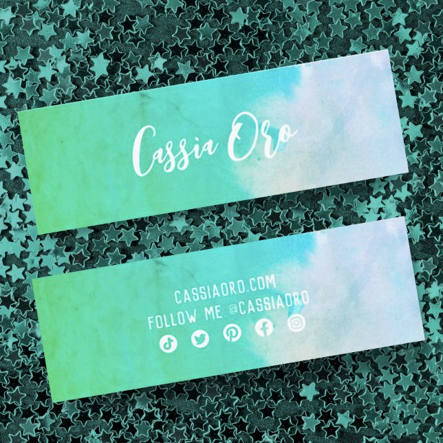 Carte De Visite Mini Aquarelle Abstraite Vert Custom Social Media Icône (Créateur téléchargé)