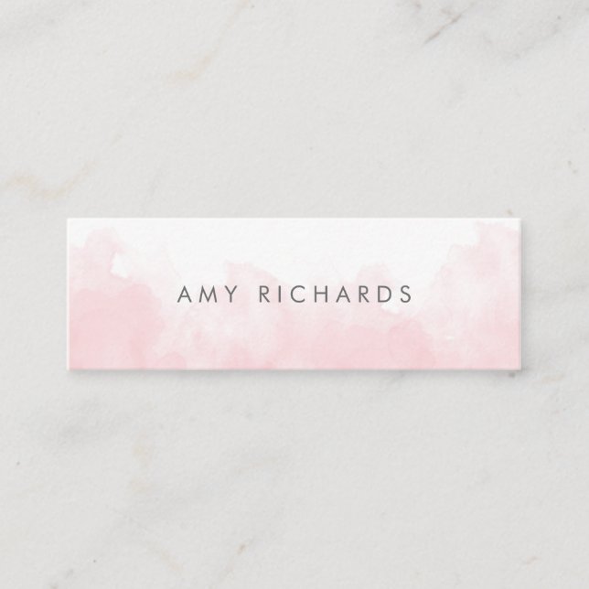 Carte De Visite Mini Aquarelle Bleue Rose Bleu Élégante Pastel (Devant)