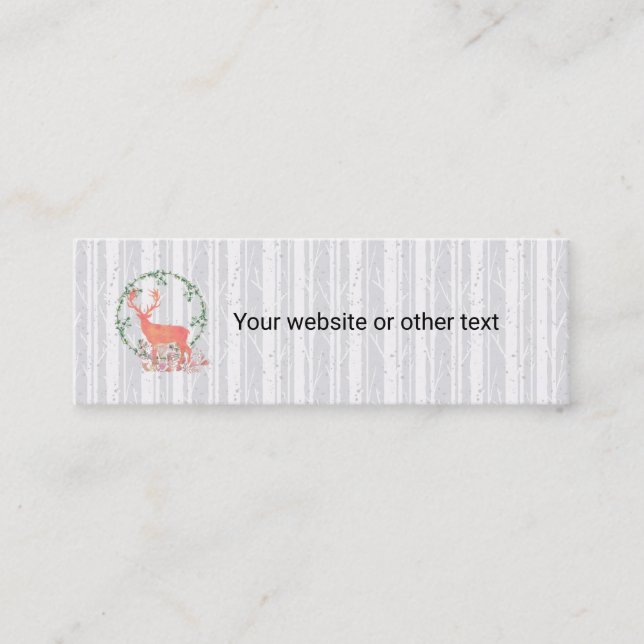 Carte De Visite Mini Aquarelle de la couronne de rennes rustiques (Devant)