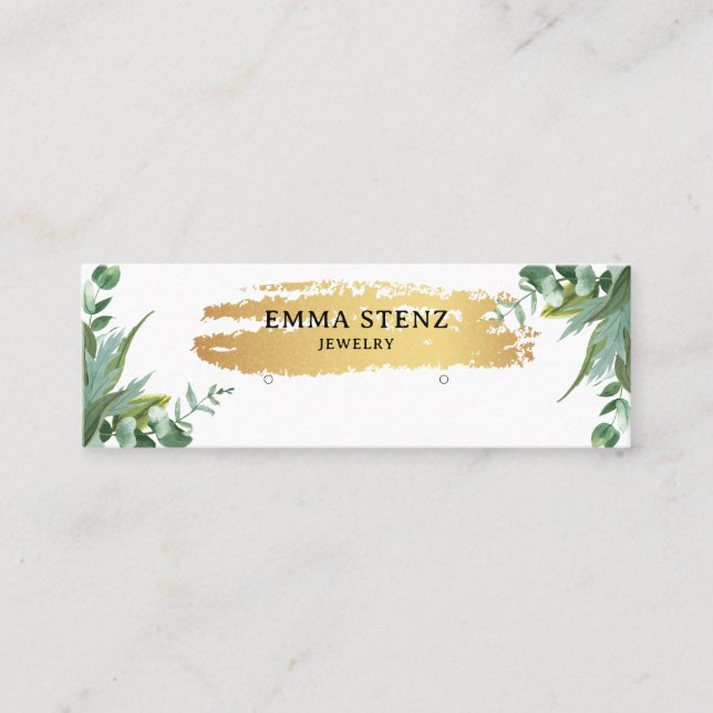 Carte De Visite Mini Aquarelle Eucalyptus Feuilles Écouteurs Boucles (Devant)