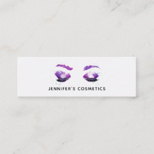 Carte De Visite Mini Aquarelle glamour aux yeux et aux bouillons pourpr
