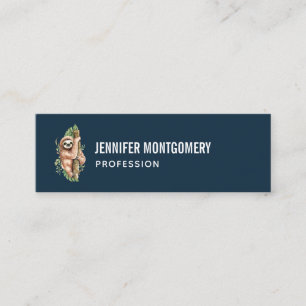 Carte De Visite Mini Aquarelle mignonne Sloth & Feuilles tropicaux