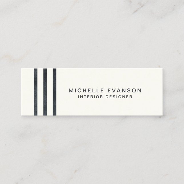 Carte De Visite Mini Aquarelle noire minimaliste sur la crème (Devant)