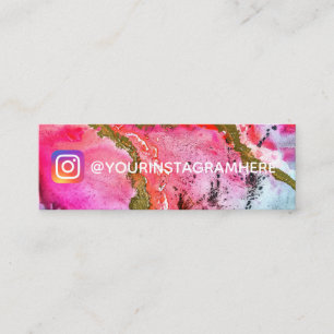 Carte De Visite Mini Aquarelle rose or Paint Social Media Instagram