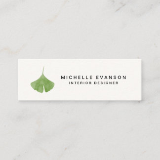 Carte De Visite Mini Aquarelle Simple Vert Ginkgo Leaf Nature