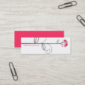 Carte De Visite Mini Arbre à fleur lunaire Magenta Points roses colorés