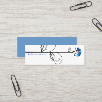 Carte De Visite Mini Arbre à fleurs lunaires bleu azur points colorés