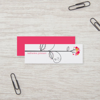 Carte De Visite Mini Arbre à fleurs lunaires Fuchsia Points roses color